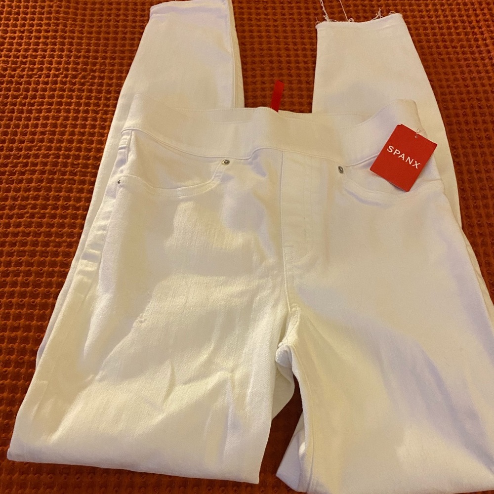 NWT Spanx Distressed White Skinny Jeans Size XS